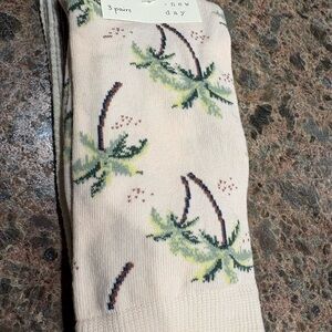 A New Day Cream Palm Tree Socks 3 packs of 3